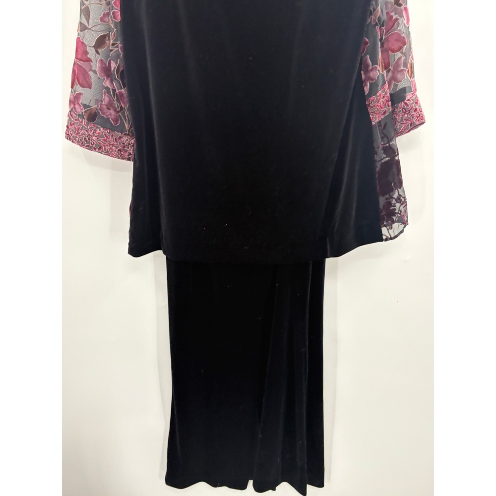 R&M Richards Black Velvet Maxi Dress & Floral Burnout Jacket Set 2PC Formal - Picture 6 of 16